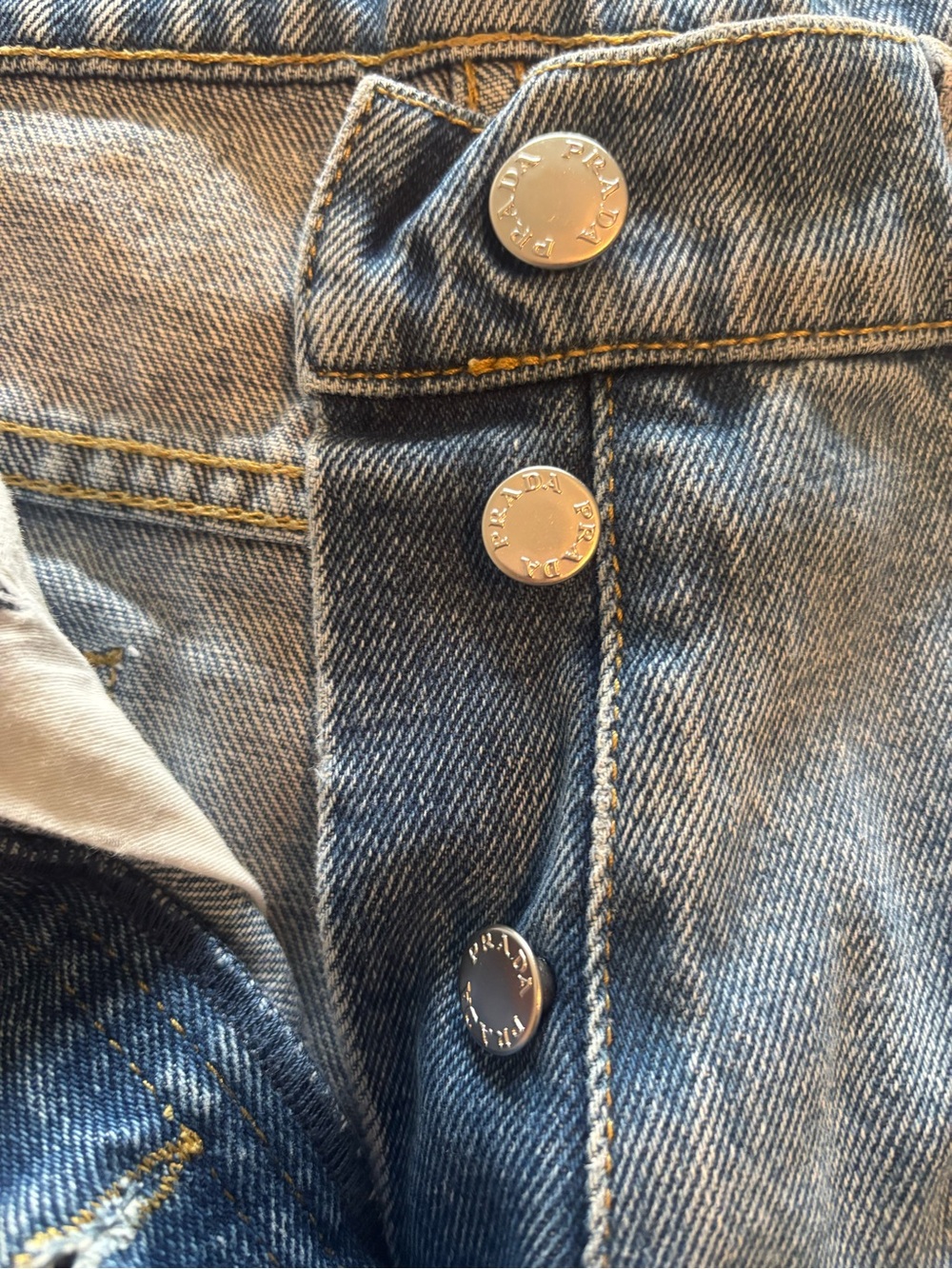Prada Blue Denim Waistband with Logo Patch